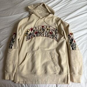 Floral Embroidered Cream Hoodie